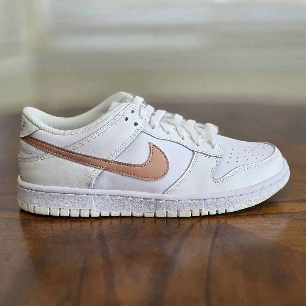 Nike Dunk Low White Pink Metallic Bronze Women's Shoe's Size 8.5 New DH9765-100